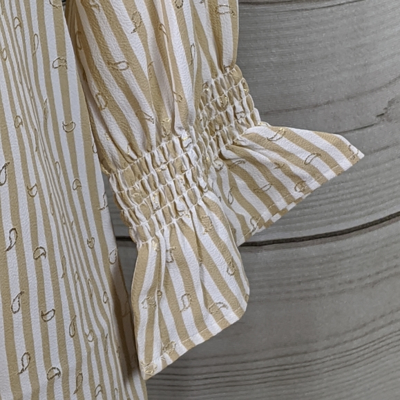 NWT MICHAEL KORS Khaki/White Stripe Top Sz S - Picture 9 of 14